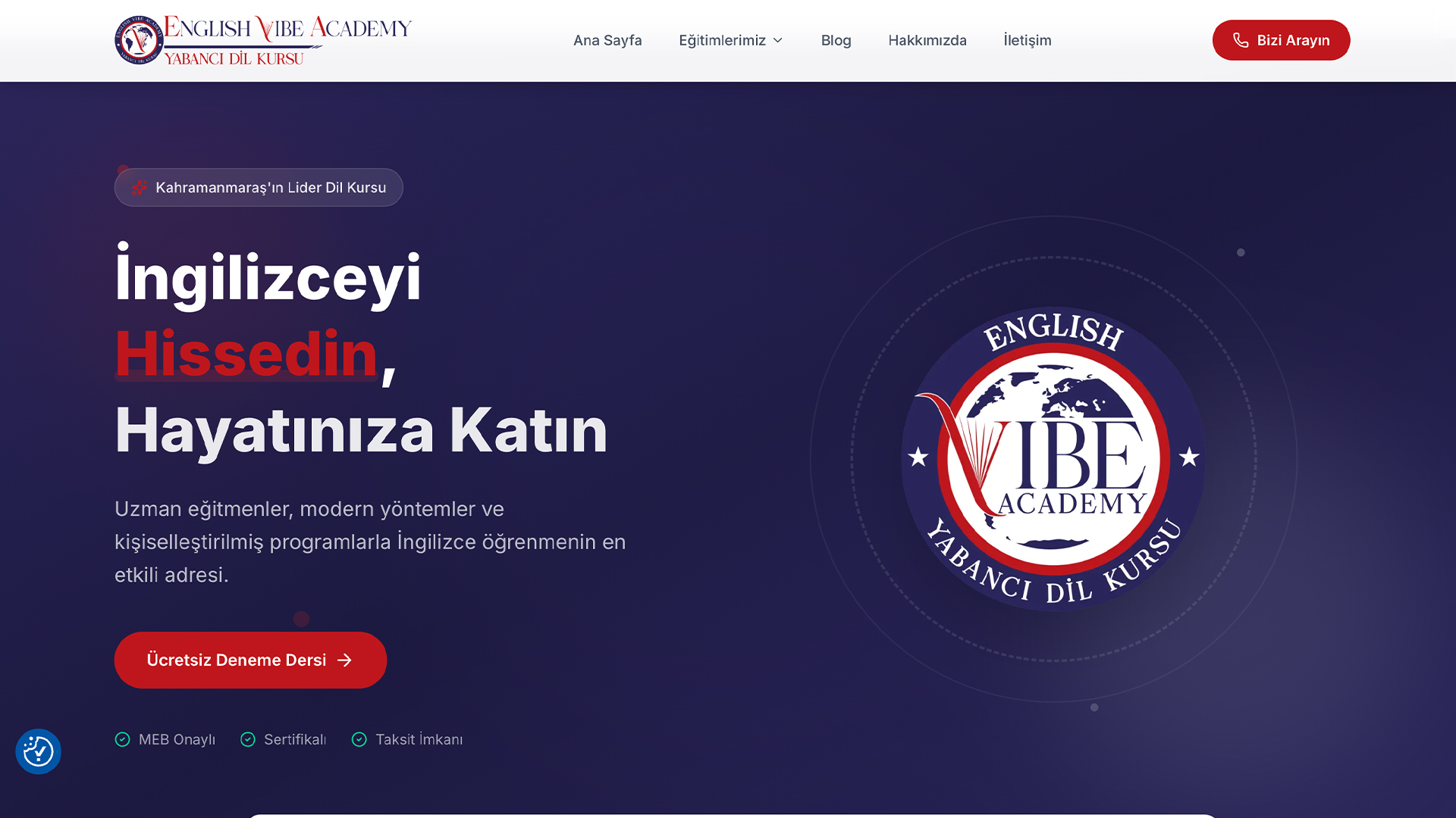 English Vibe Academy Website Projesi